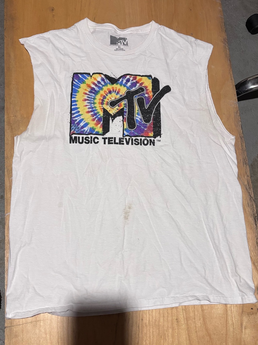 MTV Tie-Dye Logo Sleeveless Tee - White